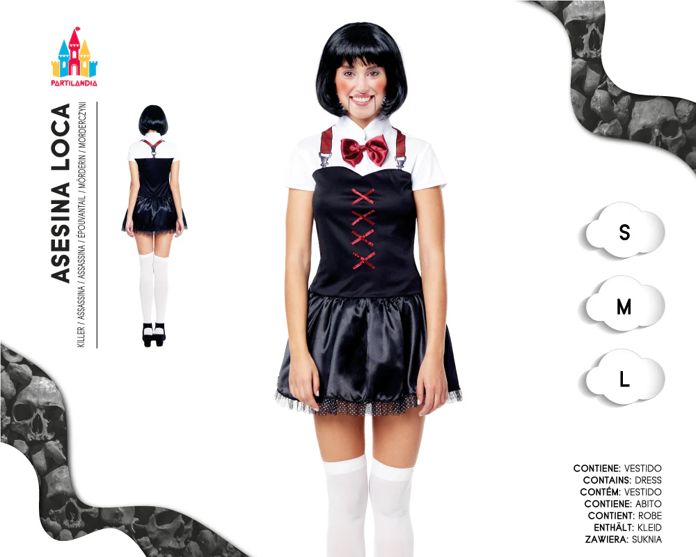DISFRACE ASESINA LOCA TALLA M 22633 - Imagen 2